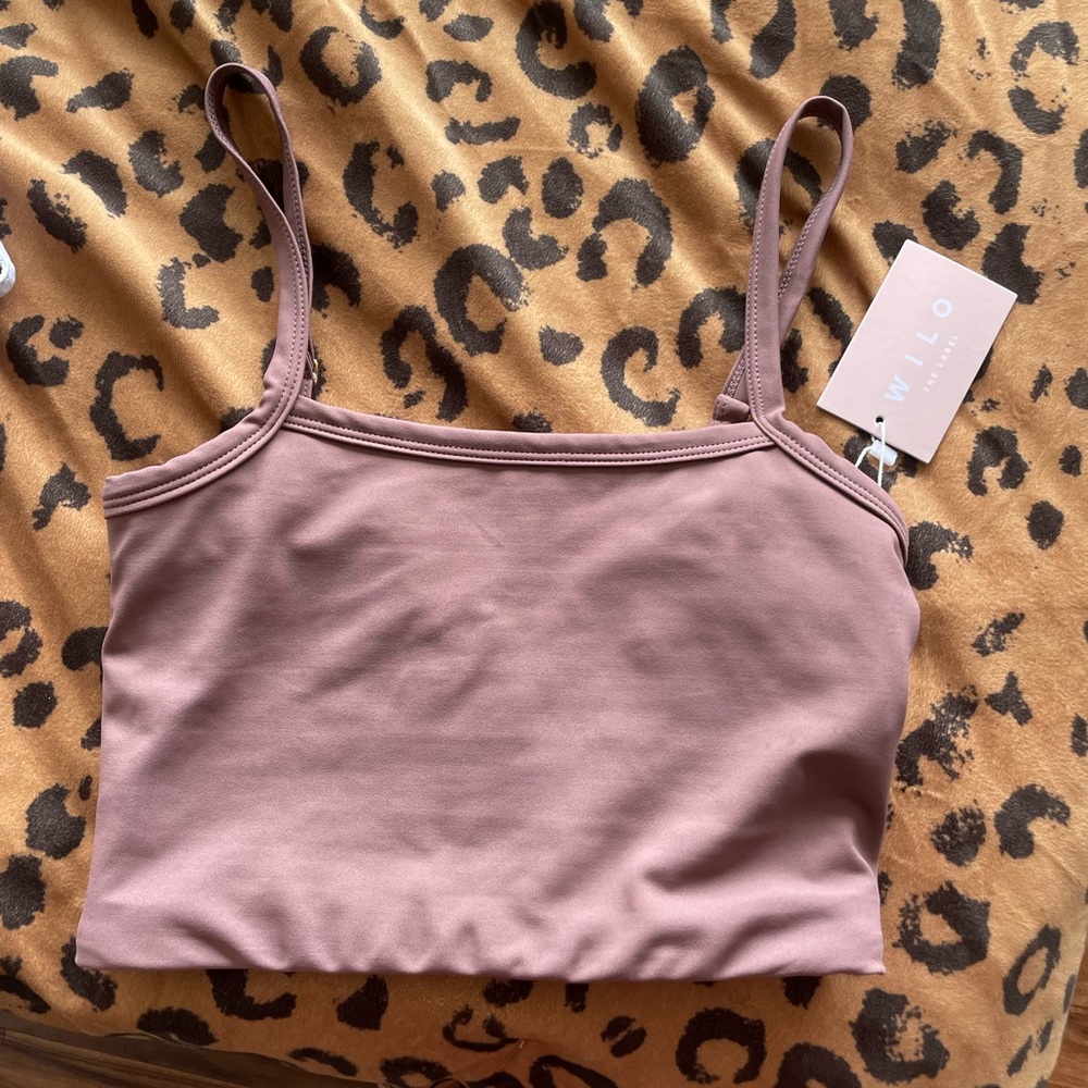 Brown/tan workout crop top tank